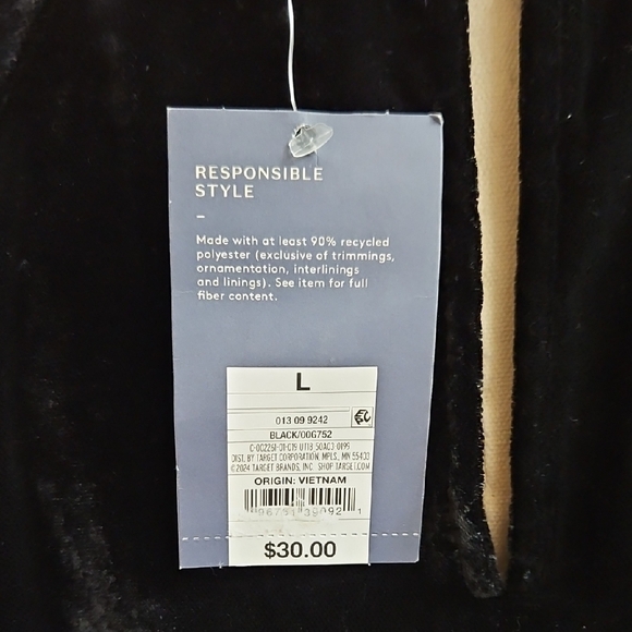 Universal Thread Black Long Sleeve Velvet Mini A-Line Dress Size Large NWT - Picture 9 of 10